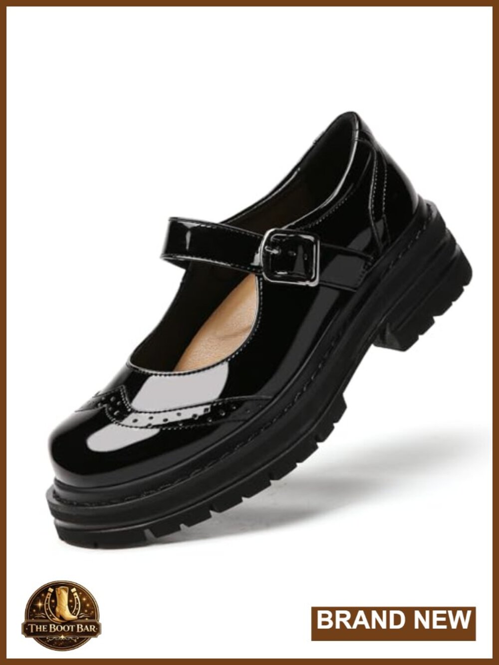 Mary Jane Shoes Faux Leather Chunky Platform Buckle Women's Oxfords
